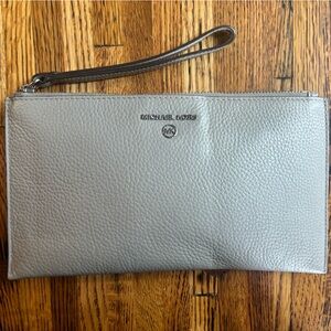Michael Kors Pebbled Gray Leather Wristlet
